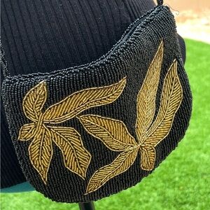 Vintage Black and Gold Beaded Cocktail Bag Purse
